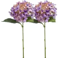 Emerald Kunstbloem hortensia tak - 2x - 50 cm - paars - kunst zijdebloem - Hydrangea - decoratie bloem - Kunsttakken
