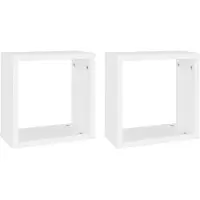 vidaXL Wandschappen kubus 2 st 30x15x30 cm wit