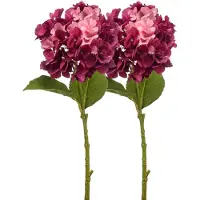 Emerald Kunstbloem hortensia tak - 2x - 52 cm - fuchsia - Real Touch - hydrangea - kunst zijdebloemen - Kunsttakken