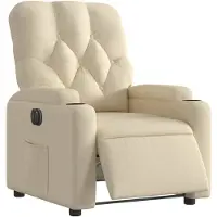 vidaXL Fauteuil verstelbaar elektrisch stof crèmekleurig