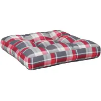 vidaXL Palletkussen 58x58x10 cm ruitpatroon stof rood