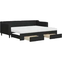 vidaXL Slaapbank met onderschuifbed en lades 80x200 cm stof zwart
