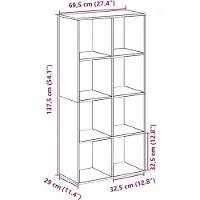 vidaXL Kamerscherm / boekenkast 69,5x29x137,5 cm hout betongrijs