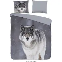 Good Morning dekbedovertrek Wolfie - flanel - lits-jumeaux (240x220 + 2 st. 60x70 cm)