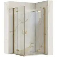 REA Hugo Double Brush Gold 100X100 - 200 cm - Douchecabine - Vierkant - Geborsteld Goud