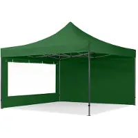 TOOLPORT 4x4 m Easy up partytent, PREMIUM staal 40mm met zijwanden (panorama), donkergroen