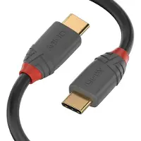 Lindy 36871 USB-kabel USB 2.0 USB-C stekker, USB-C stekker 1.00 m Zwart, Grijs Afgeschermd (dubbel)