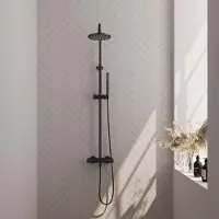 Brauer Opbouw regendoucheset carving thermostatisch mat zwart