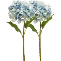 Emerald Kunstbloem hortensia tak - 2x - 52 cm - licht blauw - Real Touch - hydrangea - kunst zijdebloemen - Kunsttakken