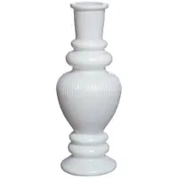 Ideas 4 Seasons Bloemenvaas Venice - voor kleine stelen/boeketten - gekleurd sierglas - ribbel wit - D5.7 x H15 cm - Vaz