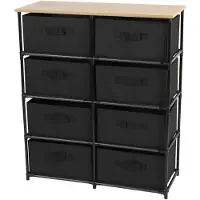 Urban Living Ladekast/organizer - 8 lades - zwart - 76 x 30 x 89 cm - Opbergkastjes