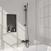 Brauer Opbouwset Bad- en Douchekraan Carving Thermostatisch Geborsteld Gunmetal (Alle Opties)