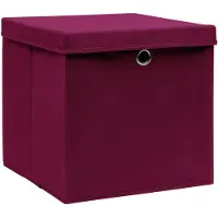 vidaXL Opbergboxen met deksel, 4 stuks, 28x28x28 cm, donkerrood