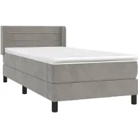 vidaXL Boxspring met matras fluweel lichtgrijs 90x190 cm