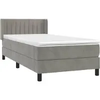 vidaXL Boxspring met matras fluweel lichtgrijs 90x190 cm
