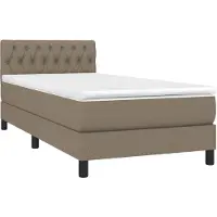 vidaXL Boxspringbed met matras en LED-verlichting, taupekleurig, 90x200 cm, gestoffeerd