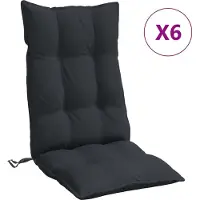 vidaXL Stoelkussens 6 st hoge rug oxford stof zwart