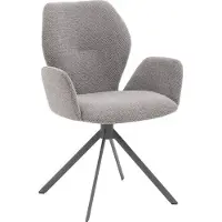 Goossens Eetkamerstoel Hera lichtgrijs stof met armleuning, modern design