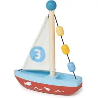 Mentari Voertuigen - Zeilboot - 16X5,5X20,5Cm - Hout - 18 Maanden