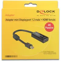 DeLOCK premium Mini DisplayPort naar HDMI adapter - DP 1.2 / HDMI 1.4 (4K 30Hz) / zwart - 0,20 meter