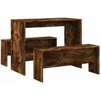 vidaXL 3-delige Eettafel en bankenset bewerkt hout gerookt eikenkleur