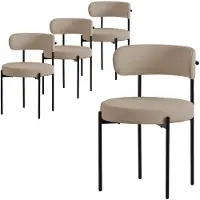 ML-Design Eetkamerstoel set van 4 met teddy stof met rugleuning bruin Keukenstoel ML-Design