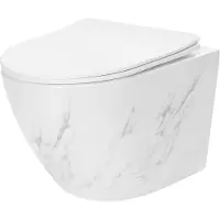 REA Carlos Duroplast/Flat/Zm Nature Marble - Wandtoilet - Grijs - - 49,5X37X32Cm