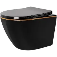 REA Hangende Toilet Carlo Mini Flat Black Gold Edge