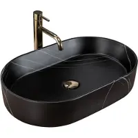 REA Nadia Stone Black Matt Opzetwastafel Steen Imitatie 61x38,5 cm