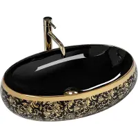 REA Meryl Black/Gold Opzetwastafel Zwart En Goud 60x40,5 cm