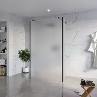 FortiFura Galeria Vrijstaande Inloopdouche - 120x200cm - glas mat - antikalk - 8mm veiligheidsglas - 2 zijwanden 40cm - wandsteunen en hoekprofielen - zwart mat SW927767 2x/SW797928/SW797921