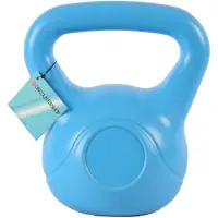 Merkloos Professionele Kettlebell 4kg Blauw 20 cm Hoog, 18 cm Breed Hoogwaardige Kunststof en Cement Gevuld Trainingsgewicht