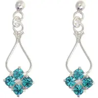 Behave – Oorbellen – 925 Sterling Zilveren Oorbellen met Petrol Blauwe Kristal steentjes