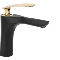 REA Orbit Black Gold Low - Wastafelkraan - Zwart/Goud