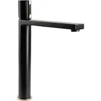 REA Icon Black/Gold High - Wastafelkraan - Zwart