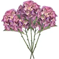 Emerald Kunstbloem hortensia tak - 5x - 50 cm - lila paars - kunst zijdebloemen - decoratie - hydrangea