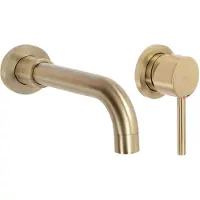 REA Inbouw Wastafelkraan Lungo Long Gold Brush + Box