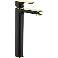 REA Bloom Black/Gold High - Wastafelkraan - Zwart/Goud