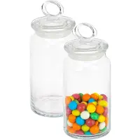 Pasabahce Snoeppot/voorraadpot met luchtdichte sierlijke deksel - 2x - glas - 1130 ml - D10 x H23 cm - koekjes/snoep/voedsel