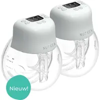 Nutrea EasyFlow 2 Stuks – Elektrische Draadloze Borstkolf 17 mm – Handsfree Borstkolf – Oplaadbare Accu – Snelheid Aanpasbaar