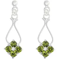 Behave – Oorbellen – 925 Sterling Zilveren Oorbellen met Olijf Groene Kristal steentjes