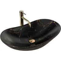REA Royal 60 Black Marble Mat Opzetwastafel Steen Imitatie 62x36 cm