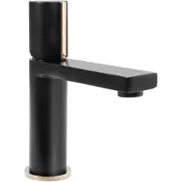 REA Icon Black/Gold Low - Wastafelkraan - Zwart