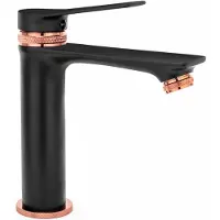 REA Viral Black Rose Gold Low - Wastafelkraan - Zwart/Rosé Goud