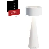 Set One By Musterring / Musterring tafellamp ELODY - oplaadbaar,wit | Accu | LED tafellamp voor buiten en binnen - Werkt op batterijen - Aluminium - Dimbaar - Incl. Inductie oplaadbaar- wit