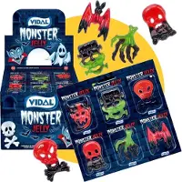 Vidal Monster Jelly in blister - 66 stuks in display - uitdeel - halloween snoep