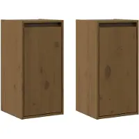vidaXL Wandkasten 2 st 30x30x60 cm massief grenenhout honingbruin
