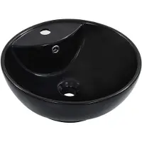 vidaXL Lavabo avec trop-plein 46,5 x 18 cm Céramique Noir
