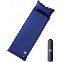 vidaXL Kampeermatras met kussen zelfopblazend 1-persoons marineblauw