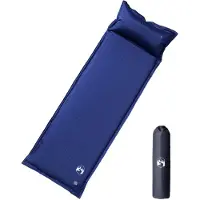 vidaXL Kampeermatras met kussen zelfopblazend 1-persoons marineblauw